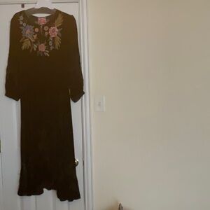 Johnny Was Velvet Embroidery Dress